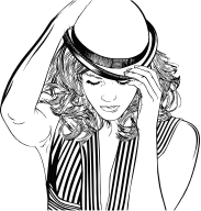 Woman Adjusting Hat Line Art