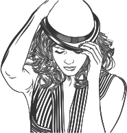 Woman Adjusting Hat Line Art Variation 2
