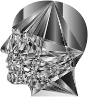 Grayscale Geometric Man Head
