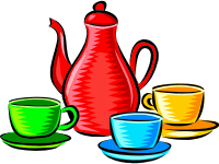 Coffee pot and cups (colour)