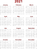 2021 calendar