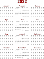 2022 calendar
