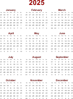 2025 calendar