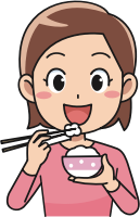 Woman eating rice