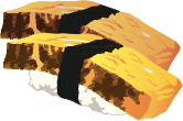 Grilled egg sushi (nigiri)