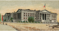 Cigarette card - Treasury Building in Washington