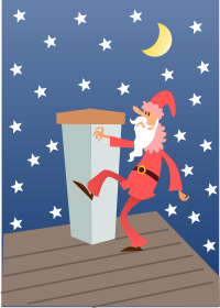 Santa climbing chimney