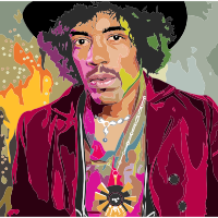 Colorful Jimi Hendrix Portrait By Heblo