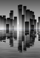 city skyline reflection (animated)