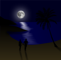 Moonlit beach couple