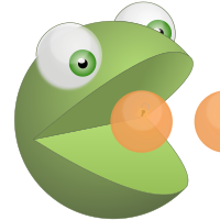 Green 3D pacman eating orange balls (rugk's avatar)