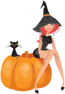 Cute Witch Sitting On Pumpkin