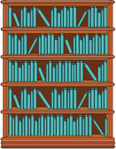 Bookshelf with Blue Books