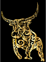 Tribal Bull Line Art Gold With Background