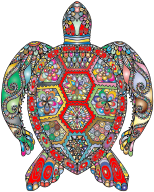 Floral Sea Turtle Line Art Prismatic