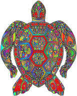 Floral Sea Turtle Line Art Prismatic 2
