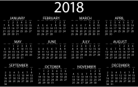 2018 Calendar Inverse