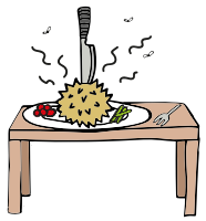 Smelly durian with flies