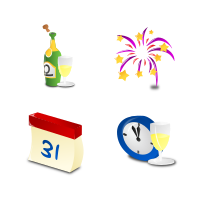 New Year's Icon Set Collection