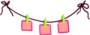 Clothesline with Paper Held by Clothespins Doodle