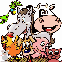 Group of happy animals