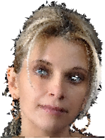 High Poly Blonde Woman Portrait Wireframe No Black