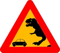 Warning tyrannausaurus-rex