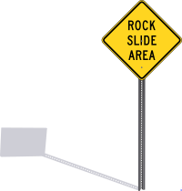 Rockslide sign with shadow