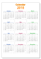 calendar 2018 colorful with border
