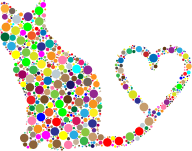 Cat 2 Silhouette Heart Tail Circles Prismatic