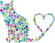 Cat 2 Silhouette Heart Tail Circles Prismatic 2