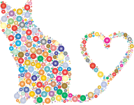 Cat 2 Silhouette Heart Tail Circles Prismatic 3
