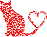 Cat 2 Silhouette Heart Tail Hearts