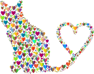 Cat 2 Silhouette Heart Tail Hearts 4