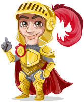 King or prince warrior in golden armor, without weapons