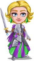 Woman knight warrior in armor, holding a sword - 2 - blonde