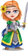 Woman knight warrior in armor, holding a sword - 3 - redhead