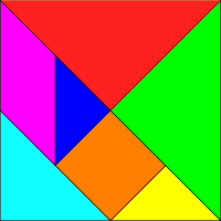 Tangram with saturated spectral colors