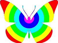Butterfly with saturated rainbow colors