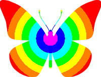 Butterly with seven rainbow colors