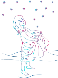 Girl catching stars (colour)