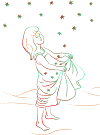 Girl catching stars (colour 2)