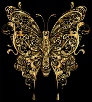 Abstract Butterfly II Gold With Background