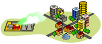 Nuclear power plant disaster near the city