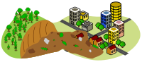 Landslide near the city