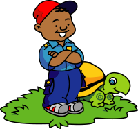 African Kid and Turtle