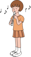 Girl playing recorder