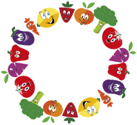 Anthropomorphic Fruits And Vegetables Frame Large