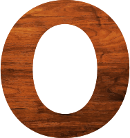 Wood texture alphabet O