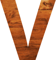 Wood texture alphabet V